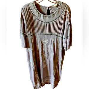POL Brand size large grey jersey knit dress with white embroidery.Stretchy!